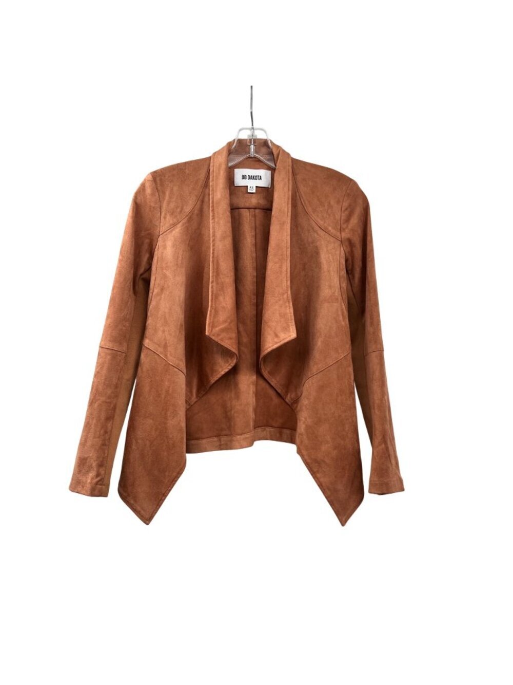 BB Dakota Womens Faux Suede Jacket Open Front Pockets Spice Size XS